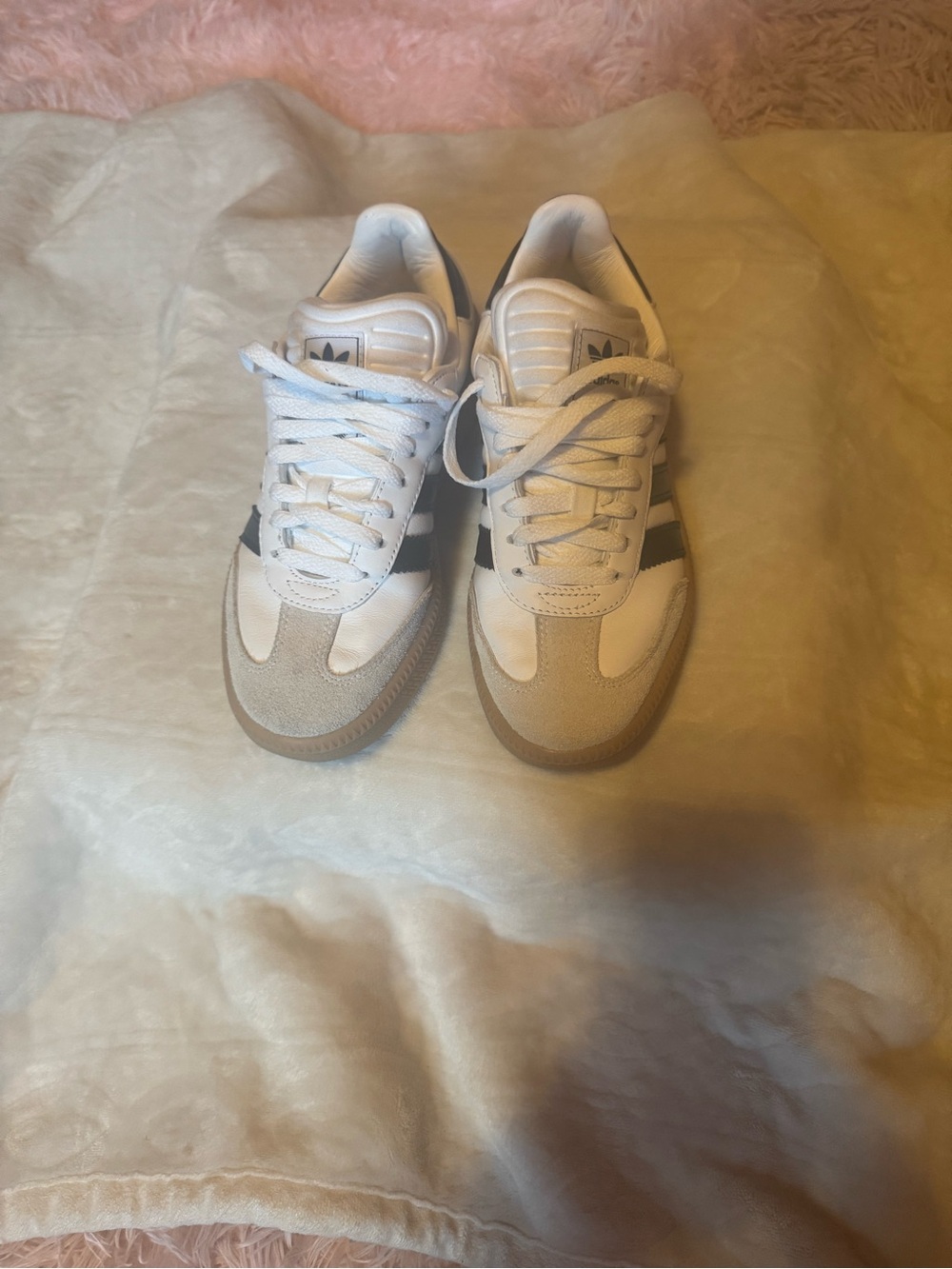 Adidas Women’s Samba-Style Leather & Suede Sneakers in White/Black size 6